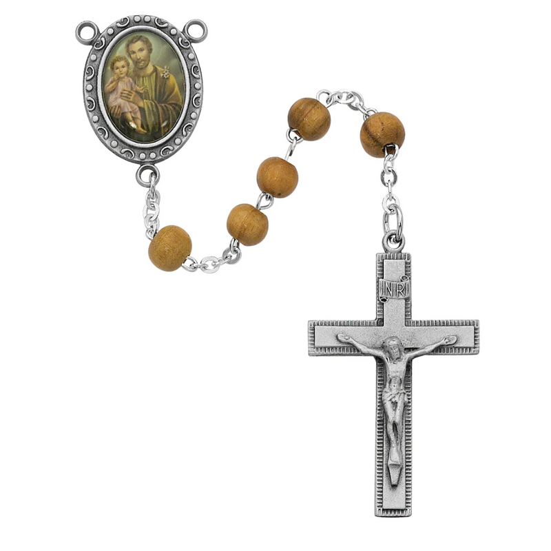 Joseph Rosary - Olive Wood St Joseph Rosary Boxed