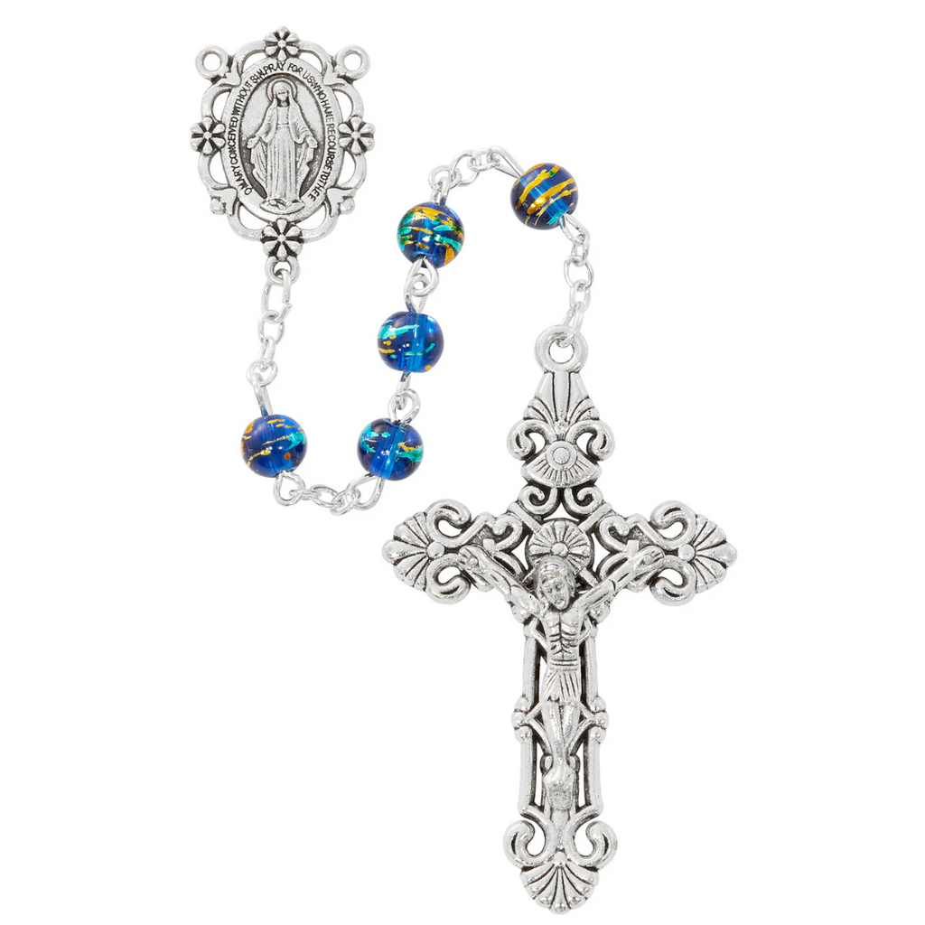 Iridescent Multicolor Rosary, Blue