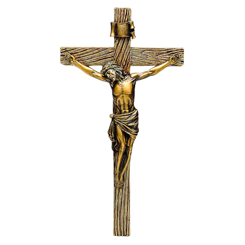 Antiqued Gold Crucifix 20.25"H