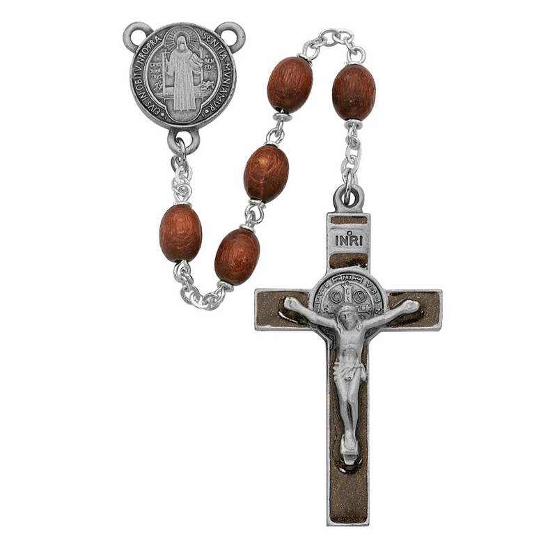 Benedict Rosary - Brown Wood St. Benedict Rosary Boxed