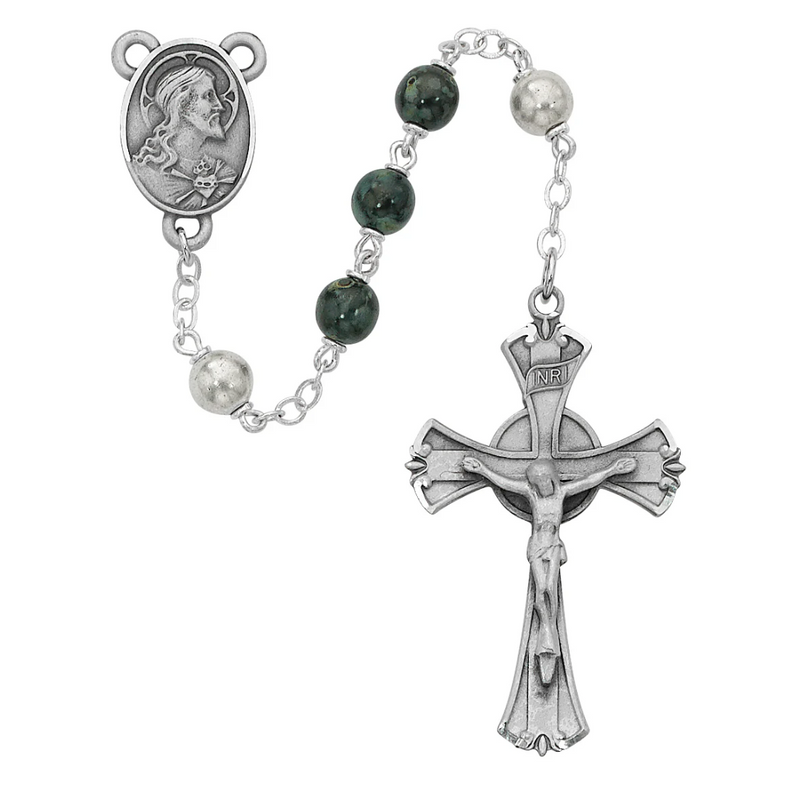 Rosary - Green and Black Rosary Boxed