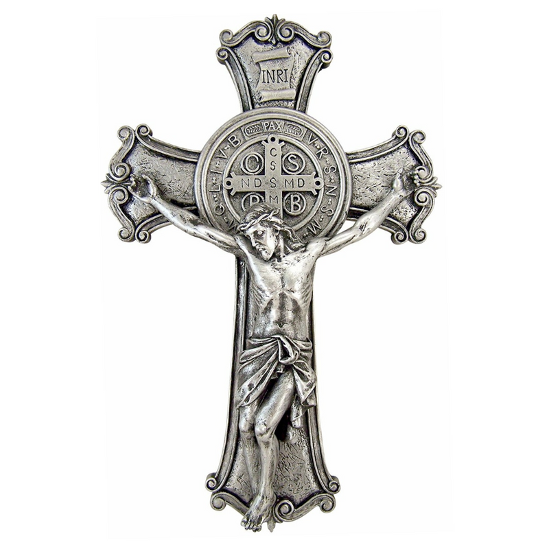 Benedict - St. Benedict Silver Crucifix 10.25"H