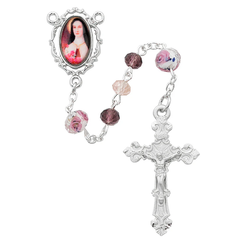 Therese Rosary - Multi Pink Crystal Boxed