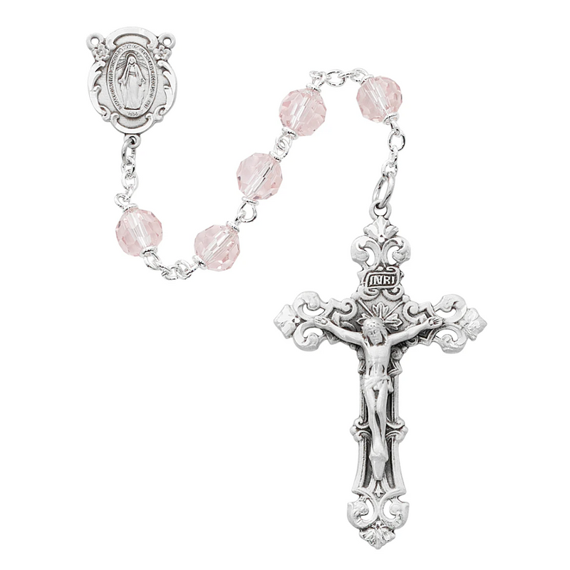 Rosary - Pink Crystal Rosary Boxed