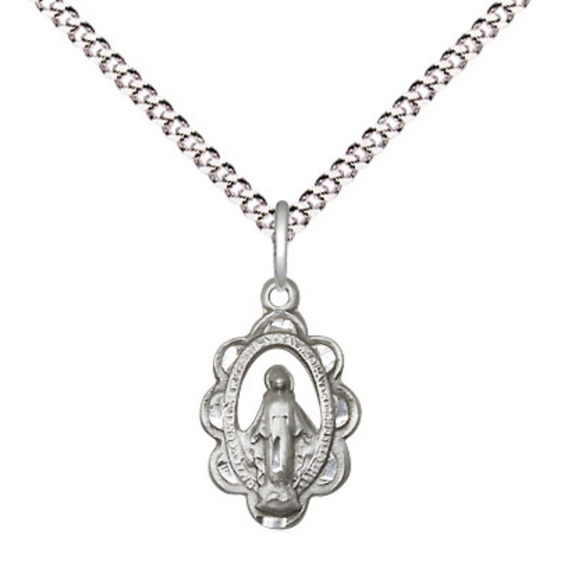Sterling Silver Cutout Miraculous Medal 18"