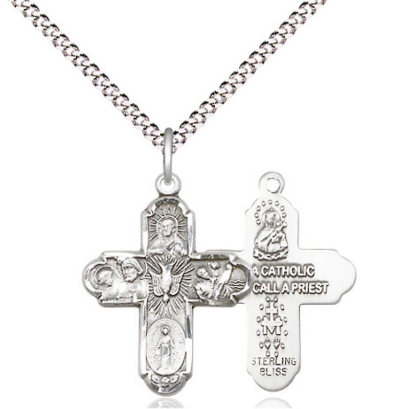 Sterling Silver 4-Way Medal 18"