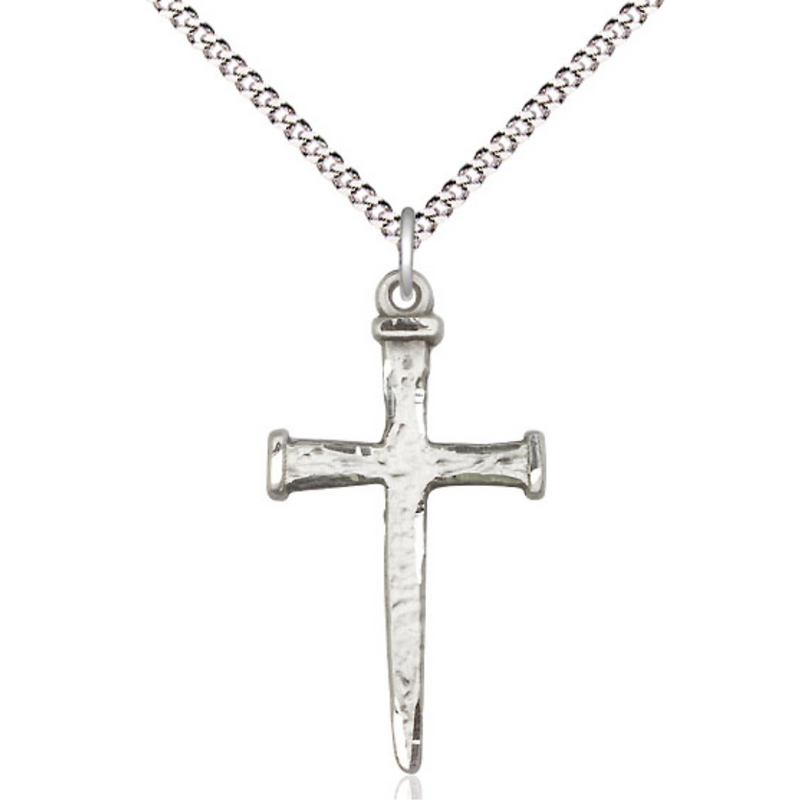Sterling Silver Nail Cross Necklace 18"
