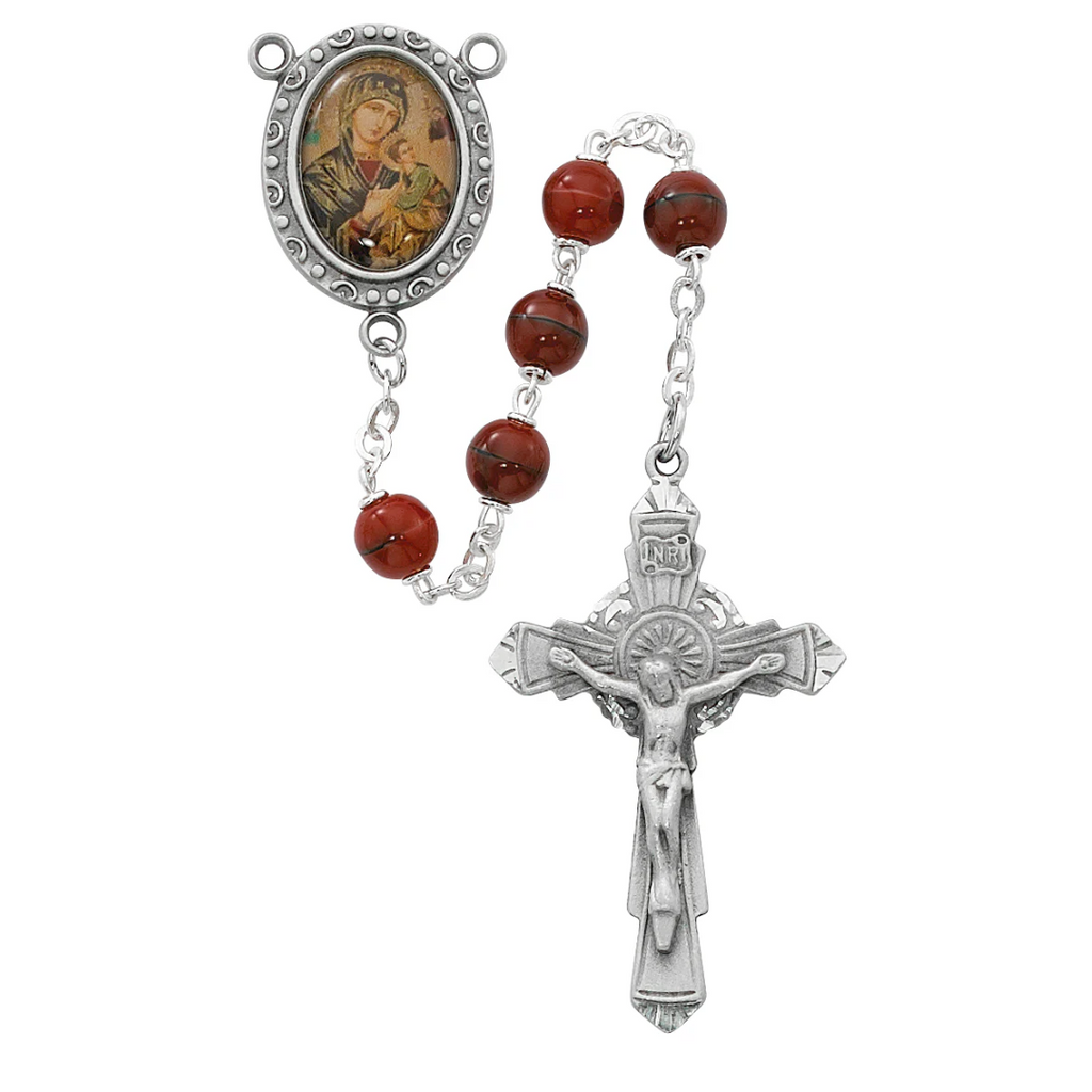 Our Lady of Perpetual Help Rosary - Red Boxed