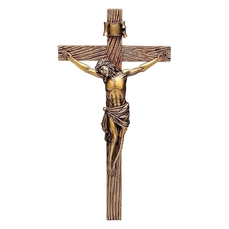 Antiqued Gold Crucifix 13.25"H