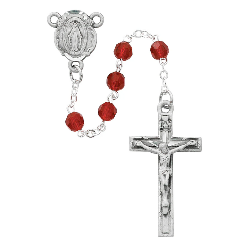 Rosary - Dark Red Crystal Rosary Boxed