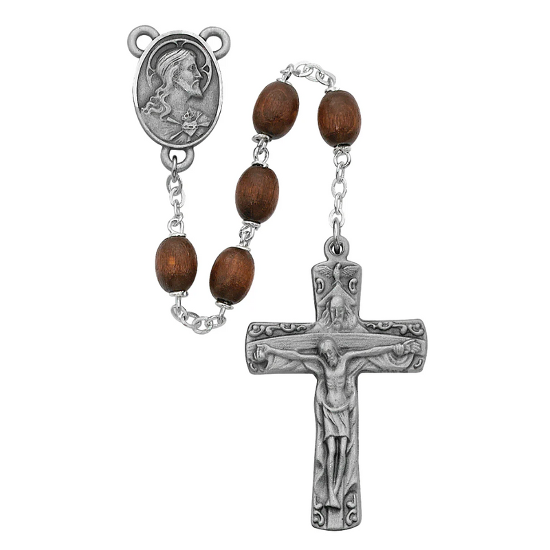 Trinity Rosary - Brown Wood Trinity Rosary Boxed