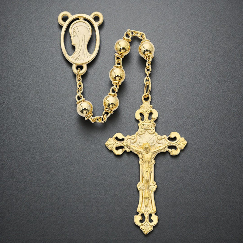 Rosary - Gold Plated Metal Rosary Boxed