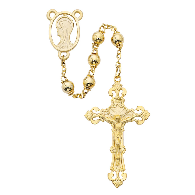 Rosary - Gold Plated Metal Rosary Boxed