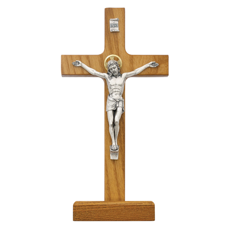 Crucifix - 8 in. Walnut Standing Crucifix Boxed