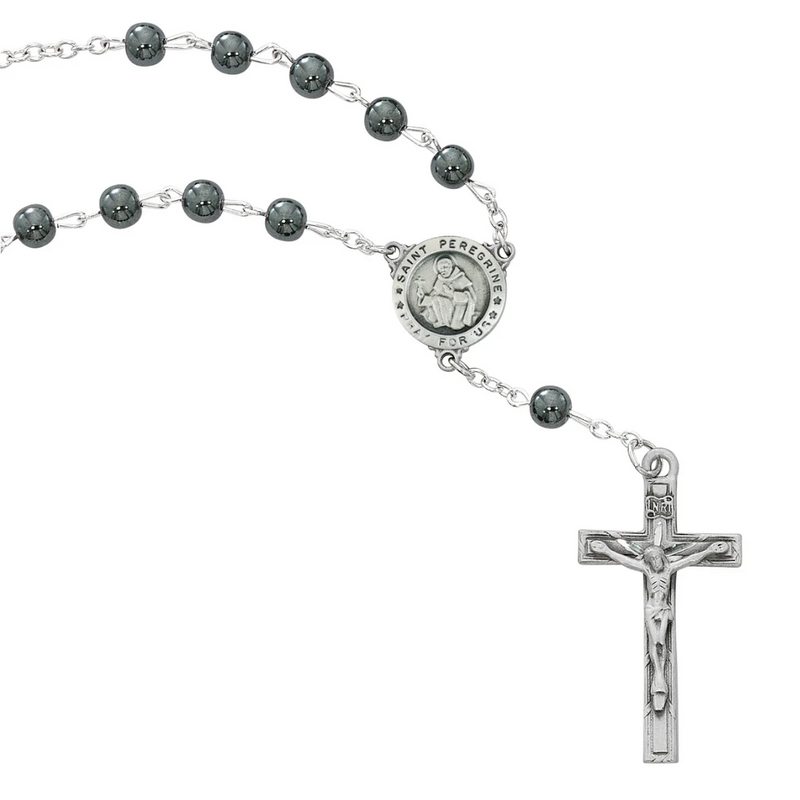 Auto Rosary - St. Peregrine Car Rosary with Hematite Beads
