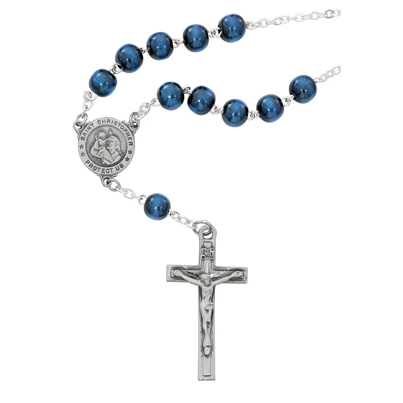 Auto Rosary - St. Christopher Blue Car Rosary