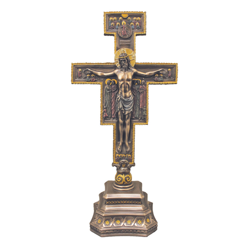 San Damiano Crucifix 14" Cold-Cast Bronze | Goldscheider of Vienna
