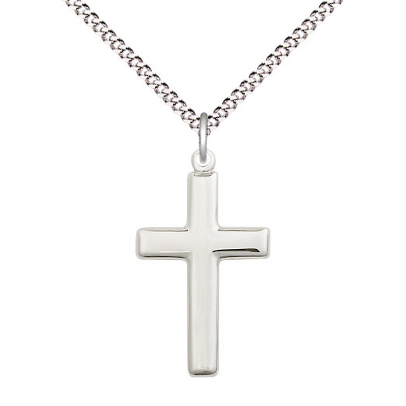 Sterling Silver Cross Necklace 18"