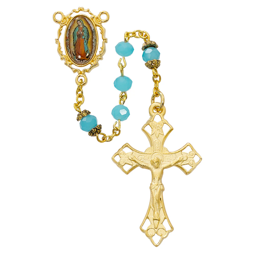 Our Lady of Guadalupe Rosary - Aqua Boxed