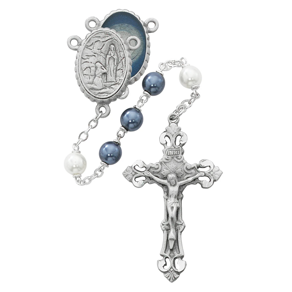 Our Lady of Lourdes - Blue and White Lourdes Rosary Boxed