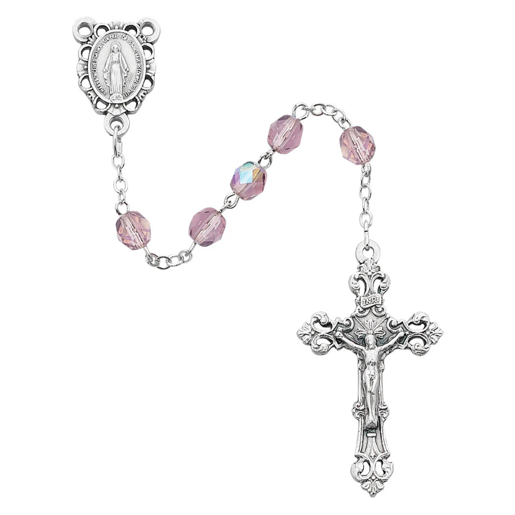 Birthstone Rosary - Light Lavender Glass June Rosary Boxed