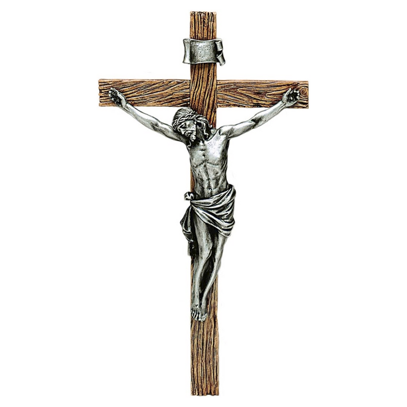 Antiqued Silver Crucifix 20"H