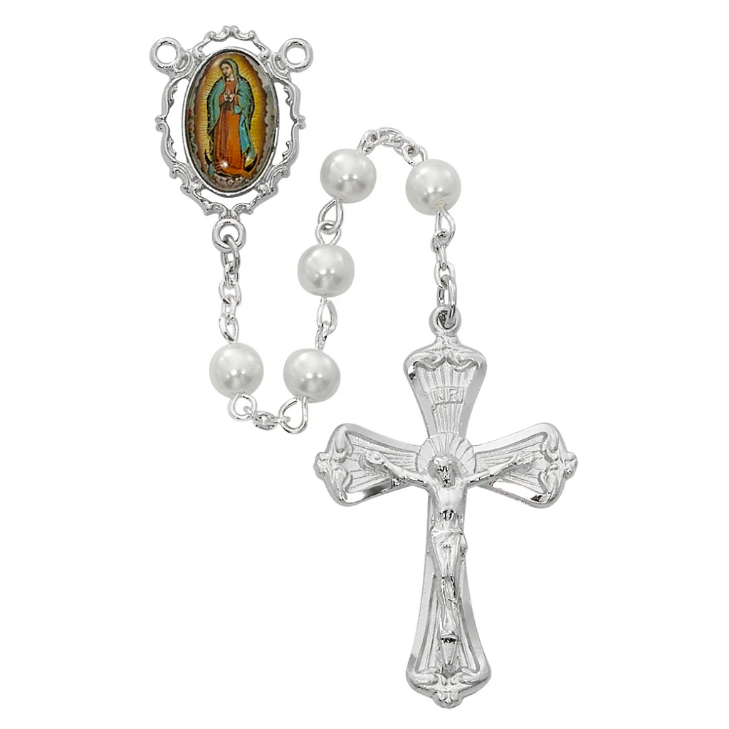 Our Lady of Guadalupe Rosary - White Boxed