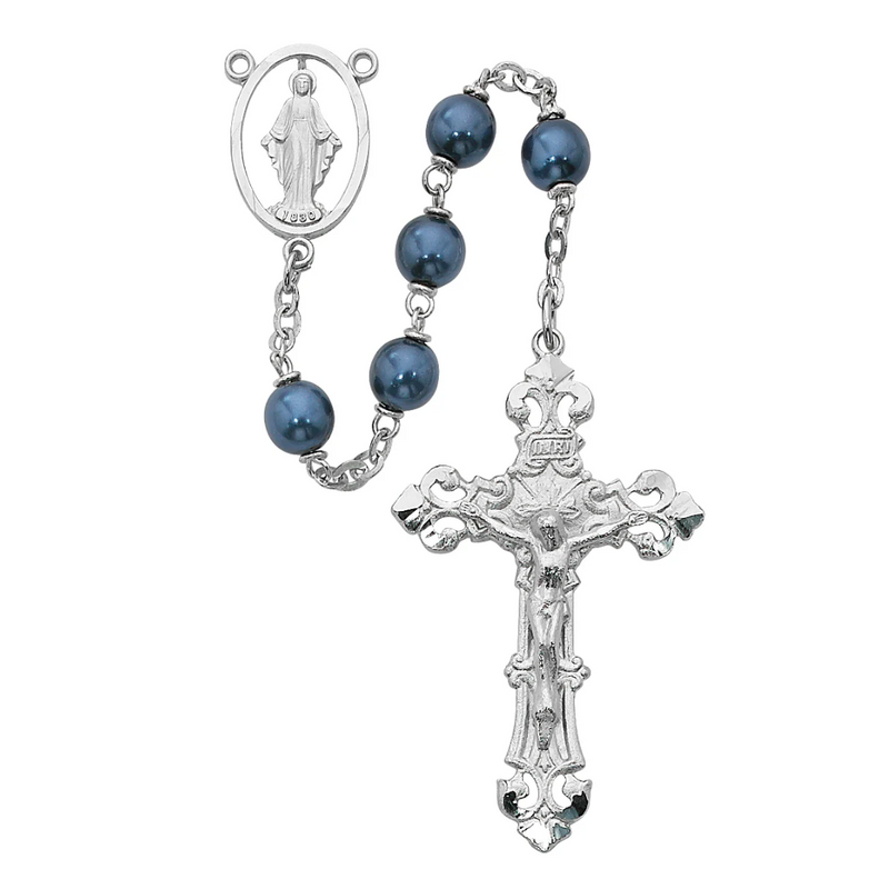 Rosary - Blue Metallic Rosary Boxed