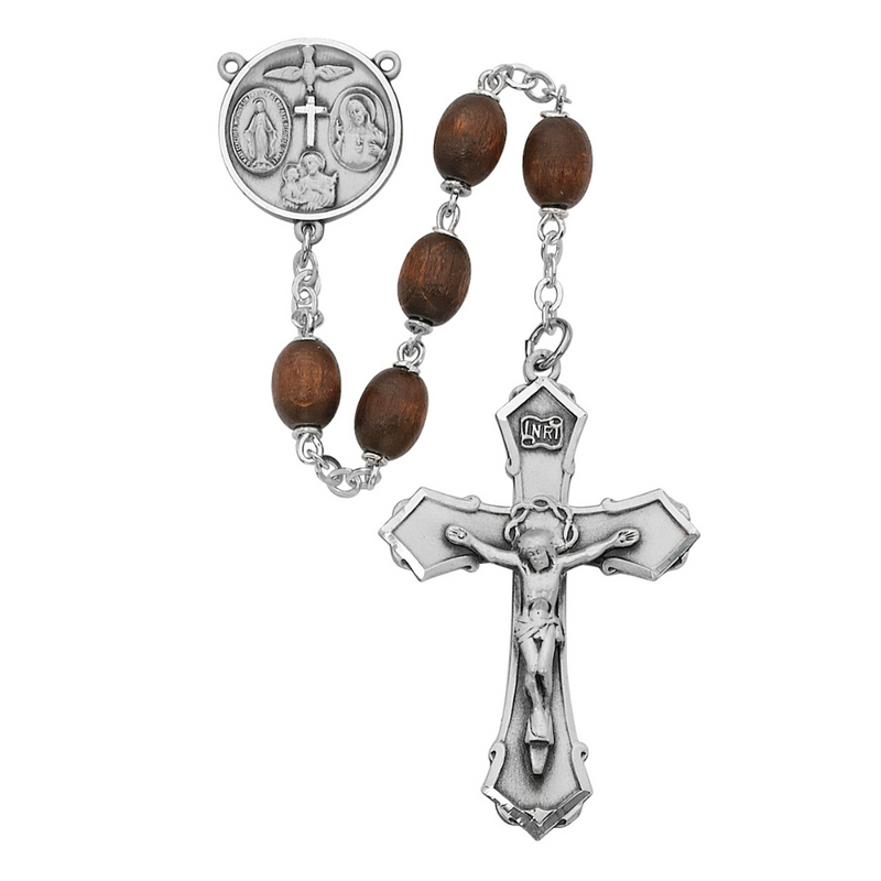 Brown Wood 4-Way Rosary, Boxed