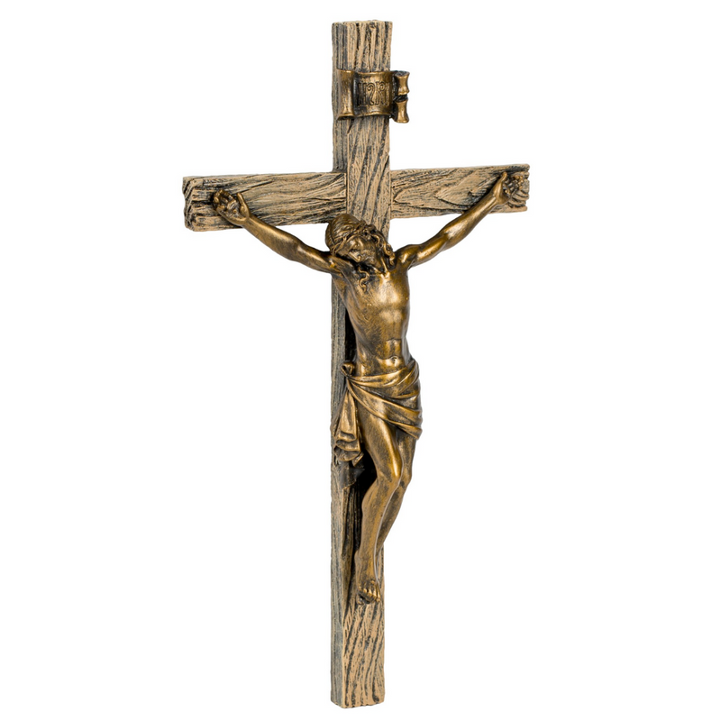 Antiqued Gold Crucifix 8.25"H