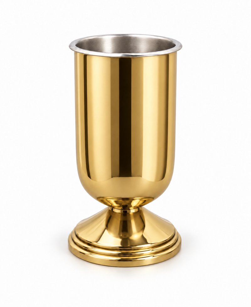 Solid Brass Altar Flower Vase with Stainless Steel Liner – 9″ | Koley's