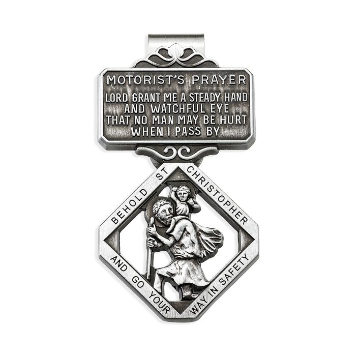St. Christopher Motorist Prayer Visor Clip | William J. Hirten Co.