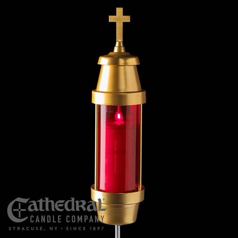 Cathedral Draft-Resistant Center-Spike Memorial Light Fixture – Ruby or Blue