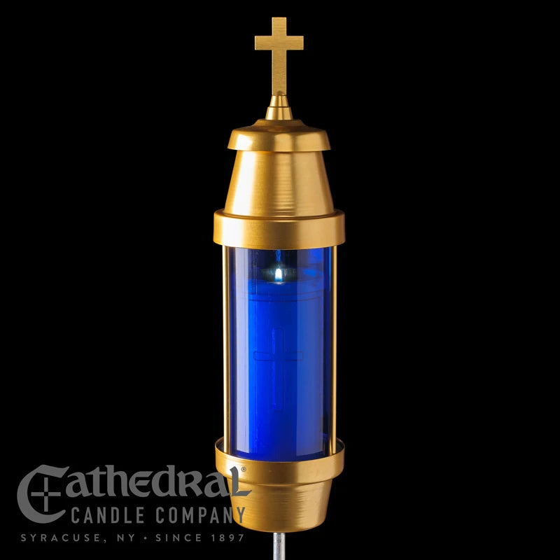 Cathedral Draft-Resistant Center-Spike Memorial Light Fixture – Ruby or Blue