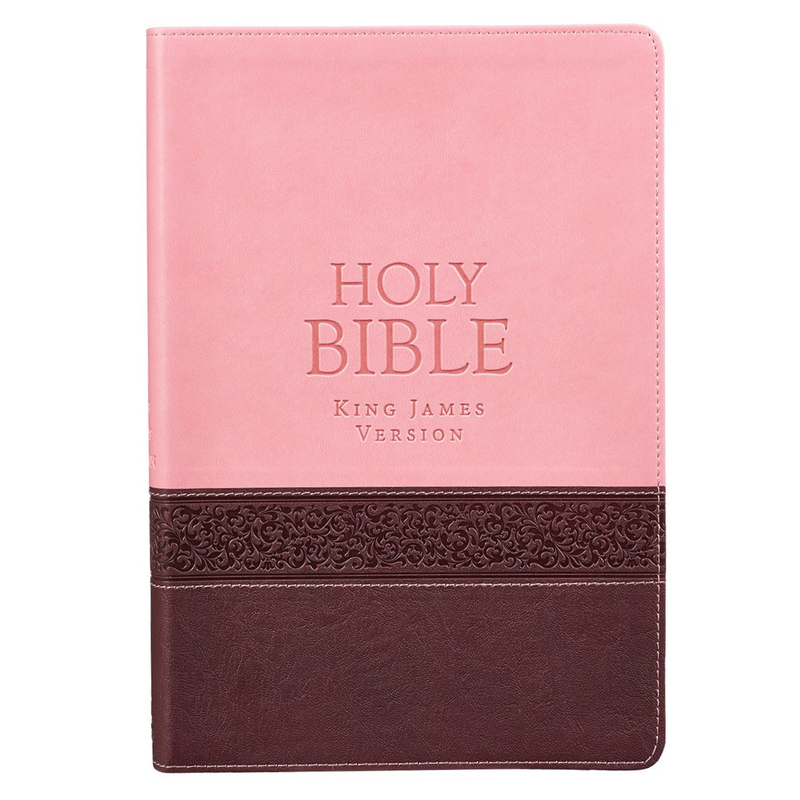 Pink & Brown Large Print Thinline KJV Bible | Christian Art Gifts