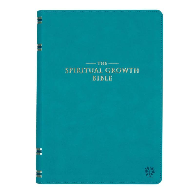 Teal Faux Leather Spiritual Growth Bible NLT (Personalizable!)