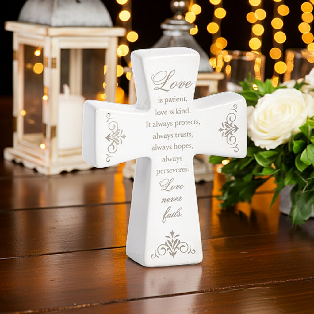 1 Corinthians 13 Ceramic Wedding Cross