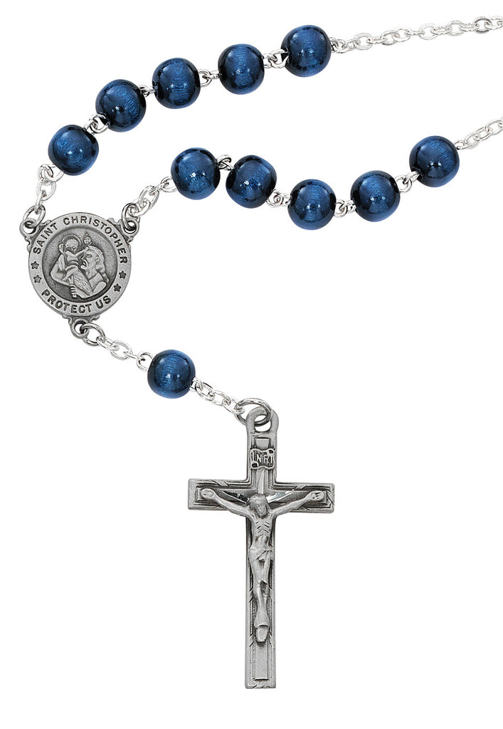 Auto Rosary - St. Christopher Blue Car Rosary
