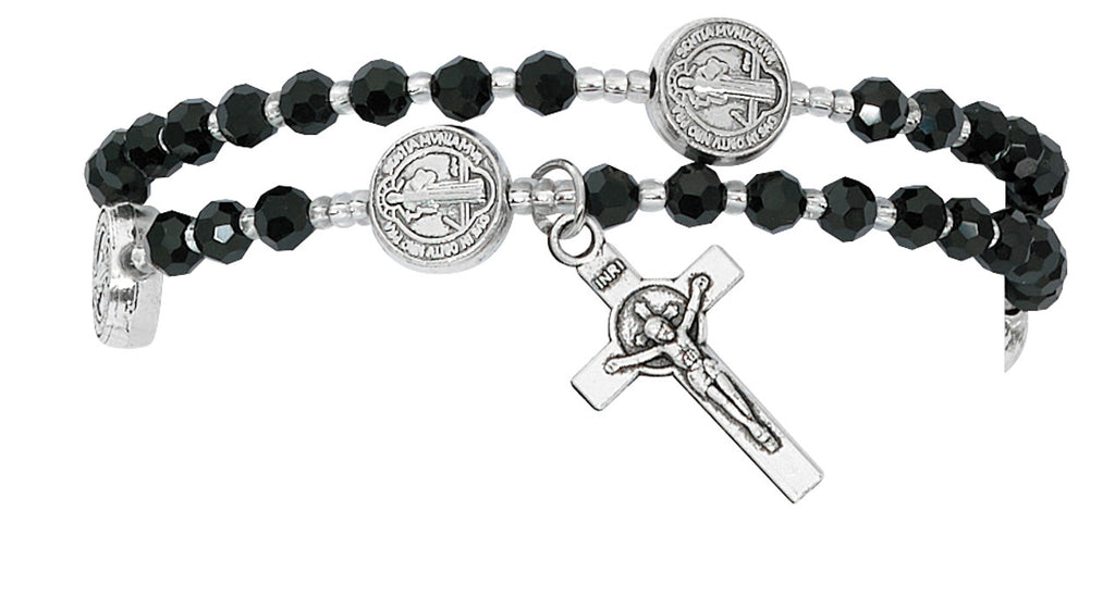 Rosary Twist Bracelet, Black and Silver