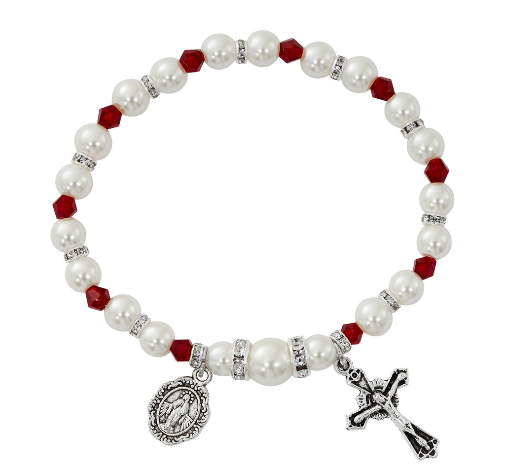 Garnet Stretch Rosary Bracelet