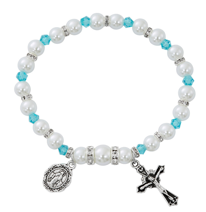 Aqua Stretch Rosary Bracelet - Catholic Gift | McVan