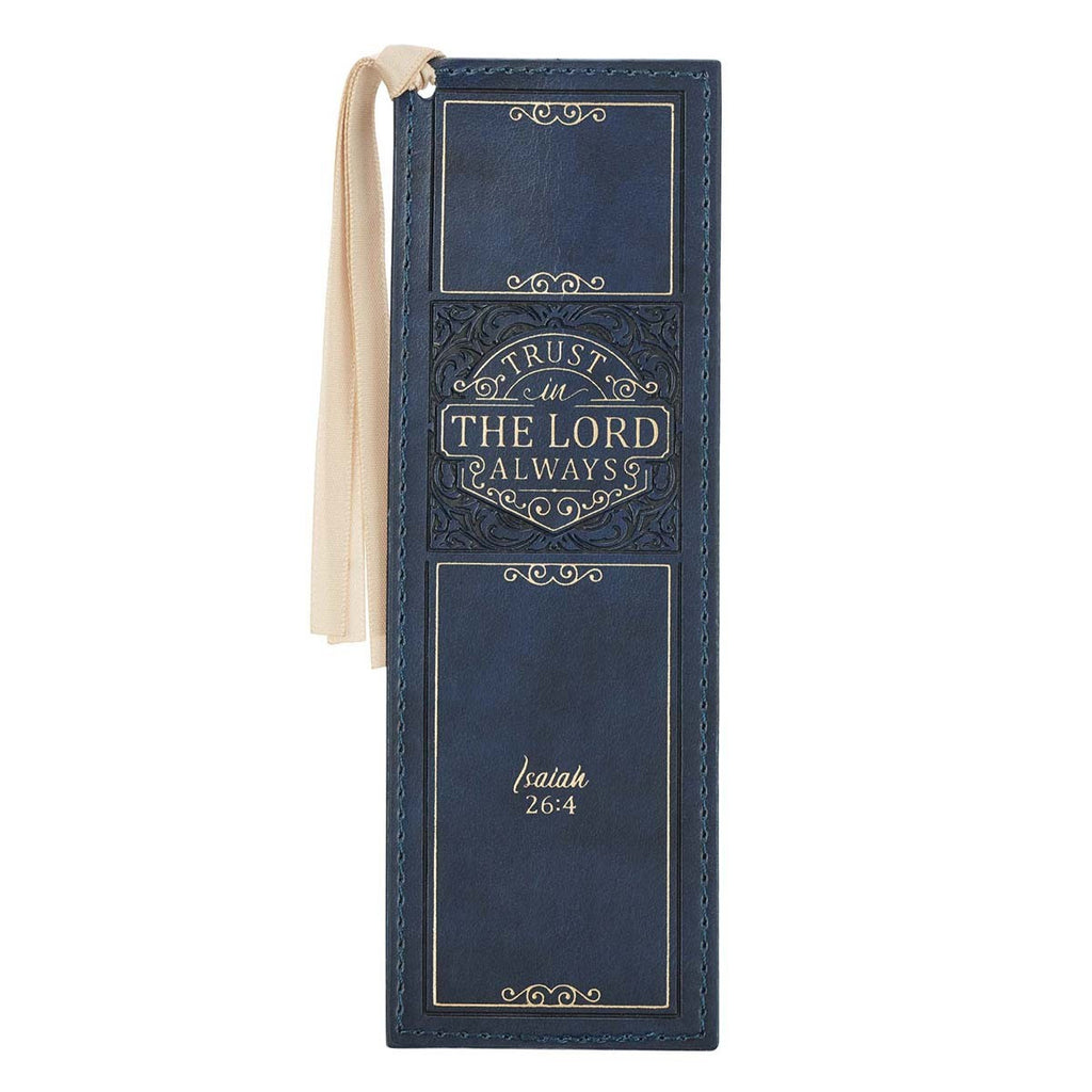 Trust In The LORD Always Navy Faux Leather Bookmark - Isaiah 26:4