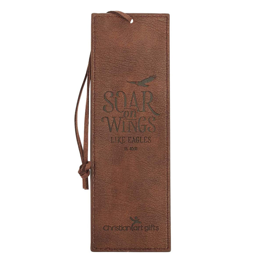 Soar Brown Faux Leather Bookmark - Isaiah 40:31