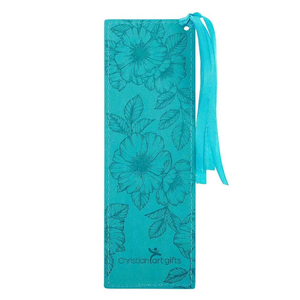 Strength & Dignity Teal Faux Leather Bookmark - Proverbs 31:25