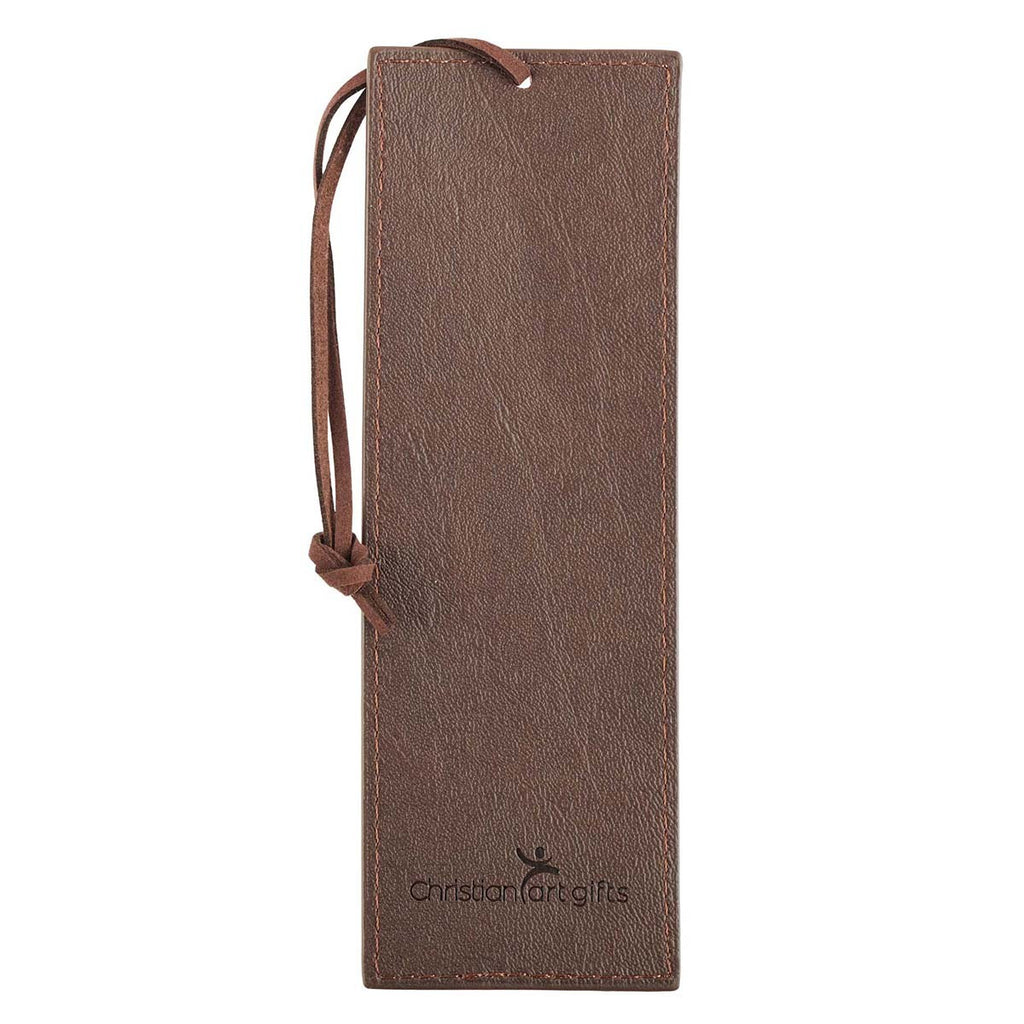 The Lord Is My Strength Walnut-Brown Faux Leather Bookmark- Exodus 15:2