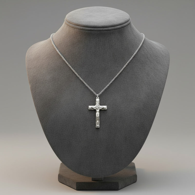 Crucifix Sterling Silver Necklace with 24" Chain | Bliss