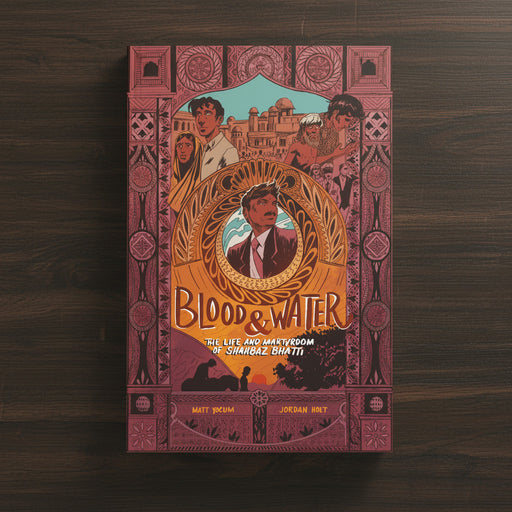 Book cover of 'Blood & Water' on a wooden surface