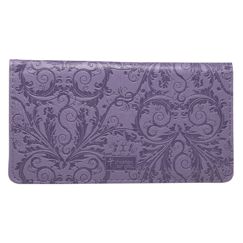 Be Still Purple Faux Leather Checkbook Cover - Psalm 46:10