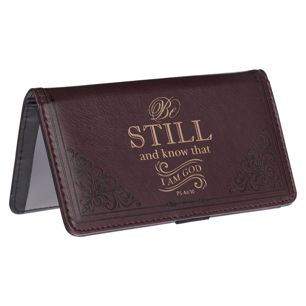 Be Still and Know Brown Faux Leather Checkbook Cover - Psalm 46:10