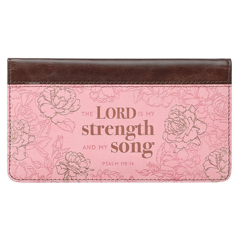 My Strength and My Song Pink Rose Faux Leather Checkbook Cover“ Psalm 118:14